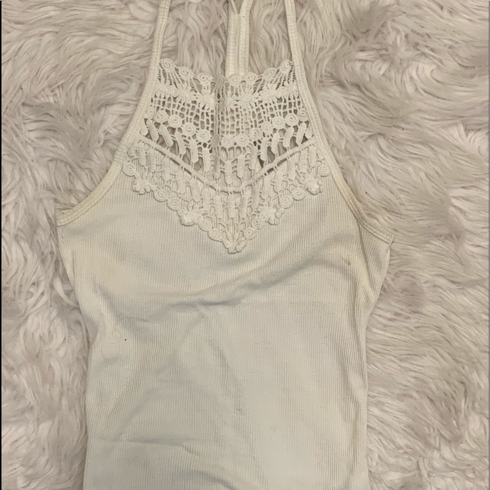 White crochet halter top